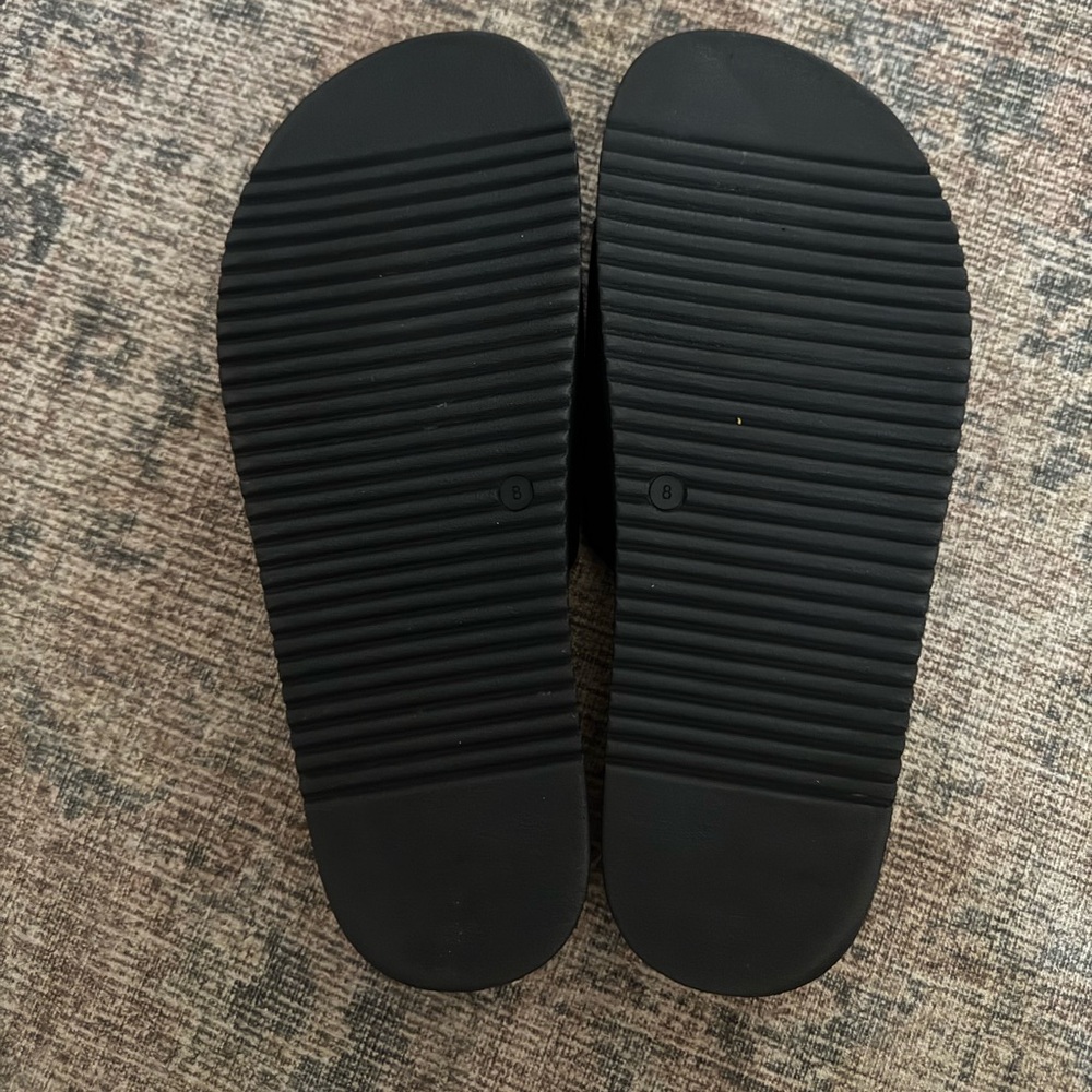 STEVE MADDEN - Black Slide Sandals with Gold Accent - Picture 6 of 6